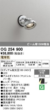 画像: オーデリック　OG254900　エクステリアスポットライト LED一体型 電球色 ミディアム配光 防雨型 マットシルバー