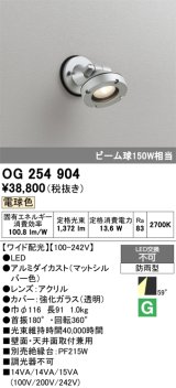 画像: オーデリック　OG254904　エクステリアスポットライト LED一体型 電球色 ワイド配光 防雨型 マットシルバー