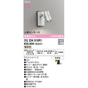 画像: オーデリック OG254916R1 エクステリア スポットライト LED一体型 電球色 高演色LED R15 人感センサー付 防雨型 マットシルバー