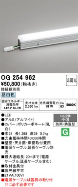 画像: オーデリック　OG254962　間接照明 スタンダードタイプ LED一体型 非調光 昼白色 接続線別売 防雨・防湿形 長1398