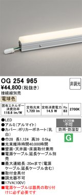 画像: オーデリック　OG254965　間接照明 スタンダードタイプ LED一体型 非調光 電球色 接続線別売 防雨・防湿形 長1124