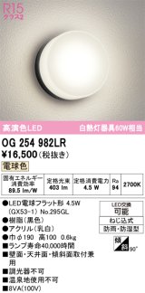 画像: オーデリック　OG254982LR(ランプ別梱)　エクステリア ポーチライト LEDランプ 電球色 防雨・防湿型 ブラック
