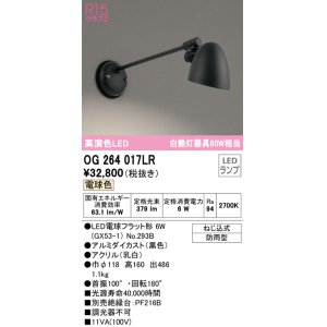 画像: オーデリック　OG264017LR(ランプ別梱)　エクステリア ポーチライト LEDランプ 電球色 防雨型 ブラック