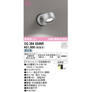 画像: オーデリック　OG264024NR(ランプ別梱)　エクステリア スポットライト LEDランプ 昼白色 防雨型 マットシルバー