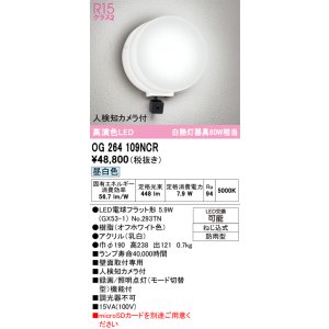 画像: オーデリック OG264109NCR(ランプ別梱) エクステリア ポーチライト LEDランプ 昼白色 高演色LED 人検知カメラ付 防雨型 オフホワイト