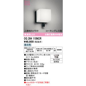 画像: オーデリック OG264110NCR(ランプ別梱) エクステリア ポーチライト LEDランプ 昼白色 高演色LED 人検知カメラ付 防水パッキンレス型 防雨型 黒色