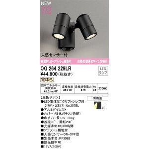 画像: オーデリック OG264229LR(ランプ別梱) エクステリア スポットライト LED 電球色 高演色LED R15 人感センサー付 フラッシュ機能付 防雨型 ブラック