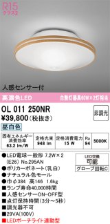 画像: オーデリック　OL011250NR(ランプ別梱)　シーリングライト 非調光 LEDランプ 昼白色 人感センサー付 ナチュラル