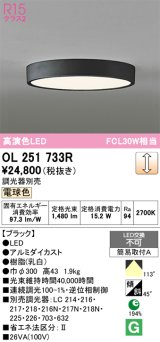 画像: オーデリック　OL251733R　シーリングライト 調光 調光器別売 LED一体型 電球色 ブラック