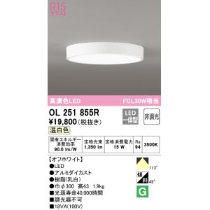画像: オーデリック　OL251855R　シーリングライト 非調光 LED一体型 温白色 オフホワイト