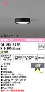 画像: オーデリック　OL251872R　シーリングライト 非調光 LED一体型 温白色 人感センサー付 ブラック