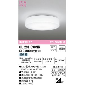画像: オーデリック　OL291090NR(ランプ別梱)　シーリングライト 非調光 LEDランプ 昼白色