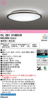 画像: オーデリック　OL291318BCR　シーリングライト 10畳 調光 調色 Bluetooth リモコン別売 LED一体型 電球色〜昼光色 エボニーブラウン [♭]