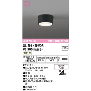 画像: オーデリック　OL291449WDR(ランプ別梱)　シーリングライト 非調光 LEDランプ 温白色 ブラック