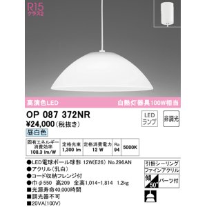 画像: オーデリック　OP087372NR(ランプ別梱)　ペンダントライト 非調光 LEDランプ 昼白色 フレンジタイプ