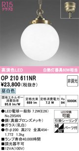 画像: オーデリック　OP210611NR(ランプ別梱)　ペンダントライト 非調光 LEDランプ 昼白色 フレンジタイプ