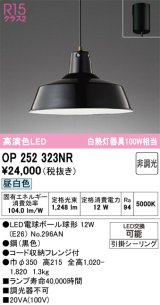 画像: オーデリック　OP252323NR(ランプ別梱)　ペンダントライト 非調光 LEDランプ 昼白色 フレンジタイプ ブラック