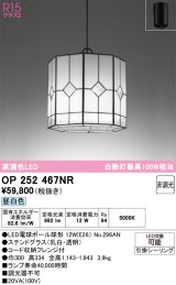 画像: オーデリック　OP252467NR(ランプ別梱)　ペンダントライト 非調光 和風 LEDランプ 昼白色 フレンジタイプ ステンドグラス