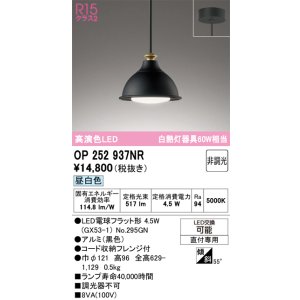 画像: オーデリック　OP252937NR(ランプ別梱)　ペンダントライト 非調光 LEDランプ 昼白色 フレンジタイプ 黒色