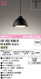 画像: オーデリック　OP252938LR(ランプ別梱)　ペンダントライト 非調光 LEDランプ 電球色 プラグタイプ 黒色