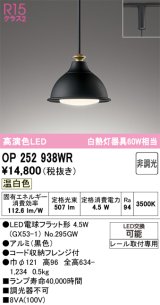 画像: オーデリック　OP252938WR(ランプ別梱)　ペンダントライト 非調光 LEDランプ 温白色 プラグタイプ 黒色