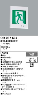 画像: オーデリック　OR037537　非常灯・誘導灯 □155×195 パネル別売 LED一体型 壁埋込 C級 片面型