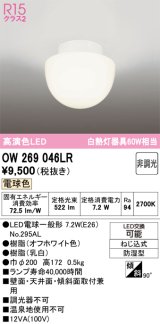 画像: オーデリック　OW269046LR　バスルームライト 非調光 LEDランプ 電球色 防雨型 オフホワイト ￡
