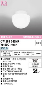 画像: オーデリック　OW269046NR(ランプ別梱)　バスルームライト 非調光 LEDランプ 昼白色 防雨型 オフホワイト