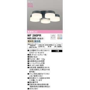 画像: オーデリック WF260PR(ランプ別梱) シーリングファン 8畳 光色切替調光 LED 電球色・昼白色 灯具のみ 高演色LED R15 チャコールグレー