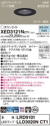 画像: パナソニック XED3121NCT1(ランプ別梱) ダウンライト 埋込穴φ100 LED(昼白色) 天井埋込型 軒下用 高気密SB形 集光24度 LEDランプ交換型 防雨・防湿型 ブラック