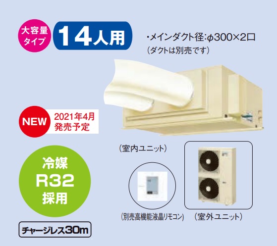 画像1: ダイキン スポット冷房　SSDP280F　クリスプ セパレート形 天井吊 ダクト形 10〜14人用 3相200V ※リモコン別売 [♪▲] (1)