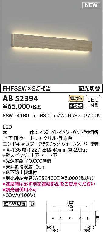 コイズミ照明 AB52394 ブラケットライト 非調光 LED一体型 電球色 配光