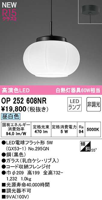 画像1: オーデリック　OP252608NR(ランプ別梱)　ペンダントライト 非調光 和風 LEDランプ 昼白色 フレンジタイプ 黒色 (1)