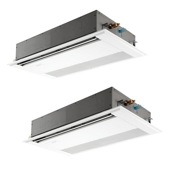 画像1: 三菱 PMZX-HRMP140F5 業務用エアコン 1方向天井カセット ズバ暖スリム Hシリーズ 同時ツイン P140形 5馬力 三相 200V ワイヤード ♪ (1)