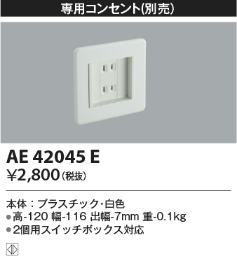 画像1: コイズミ照明　AE42045E　保安灯 ナイトライト 別売部材 専用コンセント ホワイト (1)