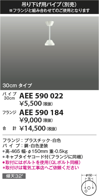 画像1: コイズミ照明　AEE590022　G-シリーズ 吊り下げ用パイプ 30cmタイプ (1)