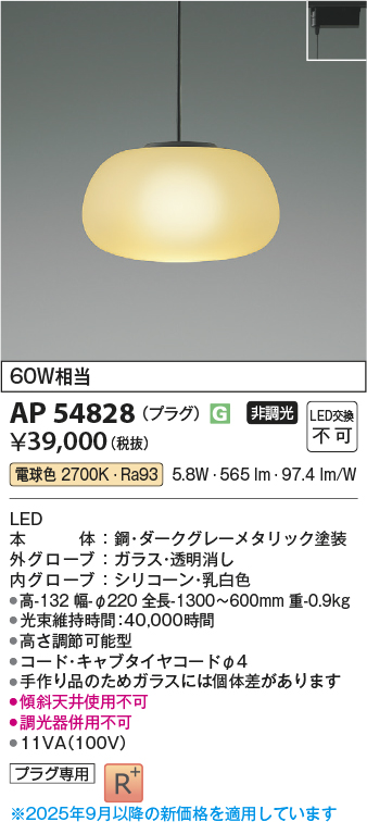 画像1: コイズミ照明 AP54828 ペンダント 非調光 LED一体型 電球色 プラグタイプ ダークグレーメタリック (1)