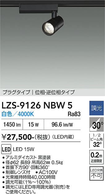 画像1: 大光電機(DAIKO) LZS-9126NBW5 スポットライト 調光(調光器別売) 白色 LED プラグタイプ レール別売 ブラック (1)